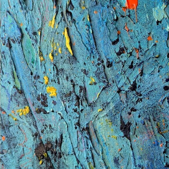Abstract Art Acrylic Blue Yellow Painting 16*20 on canvas Wall Art - Picture 8 of 8